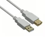 DINIC USB 2.0 HQ prodlužovací kabel A samec na A samici, 28 AWG/2C, 26 AWG/2C, bílý, DINIC polybag, délka 2,00 m
